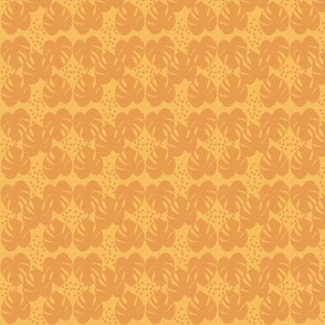 Retro Palm Leaves and Dots - Gold and Saffron, Small