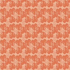 Retro Palm Leaves and Dots - Coral and Apricot, Small
