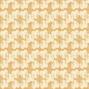 Retro Palm Leaves and Dots - Pale Yellow and Orange, Small