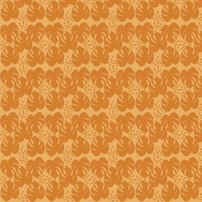 Retro Palm Leaves and Dots - Tangerine and Peach, Small