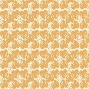 Retro Palm Leaves and Dots - Gold and Pale Yellow, Small