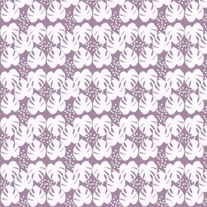 Retro Palm Leaves and Dots - White and Purple, Small
