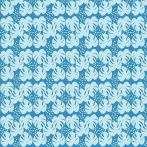 Retro Palm Leaves and Dots - Baby Blue and Teal, Small