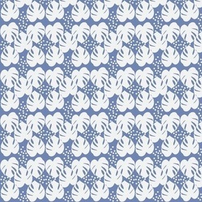 Retro Palm Leaves and Dots - White and Blue, Small