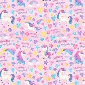 small scale unicorn pink linen