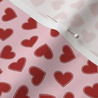 Love and Lace - All Around Hearts - Red on Pink Solid MINI
