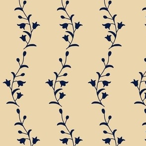 Delicate Floral Silhouette Stripe in Navy