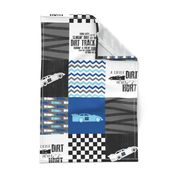 Dirt Track//Blues//22 - Wholecloth Cheater Quilt