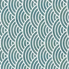 Japanese Waves Teal Mini Rotated- Scalloped Rainbow- Geometric Minimalist Arches- Art Deco- Wallpaper- Home Decor