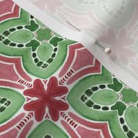 Green and Red Watercolor Christmas Floral Grid 