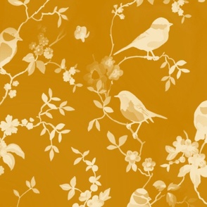 Vintage yellow birds large scale