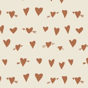 love hearts with arrows - terra on beige