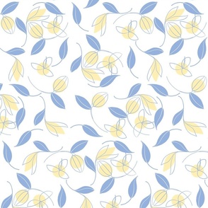 Blue and Yellow Flower Line Art