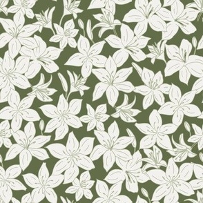 Large // Easter Lily Flowers: Hand-drawn Spring Florals - Green