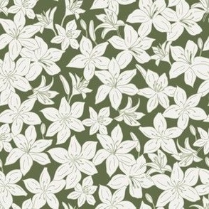 Medium // Easter Lily Flowers: Hand-drawn Spring Florals - Green