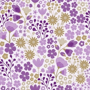 Soft Purple Brown Floral Meadow