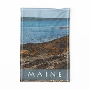 Tea Towel Maine travel shore island ocean beach rocks 