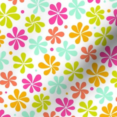 Groovy Floral Toss // Pop Art Colors on White