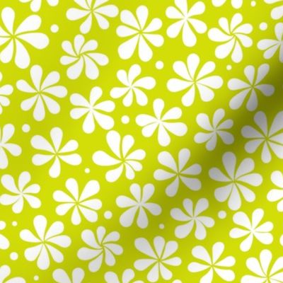 Groovy Floral Blender // White Flowers on Chartreuse