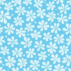 Groovy Floral // Pale Blue on Medium Blue