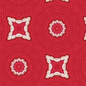 Red And White Faux Woven Texture Large