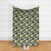 Retro triangles check neon yellow grey