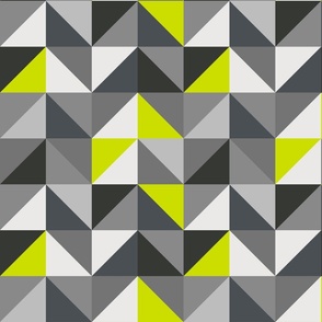 Retro triangles check neon yellow grey
