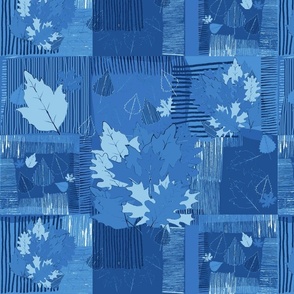 Contemporary Blue Leaves Dark 