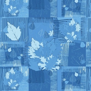 Contemporary Blue Leaves 