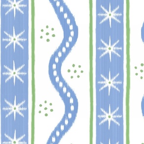 Spring Blue and Green on White Charlie Stripe