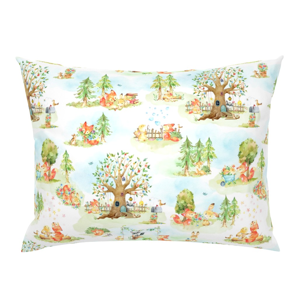 18” Fox + Bunny Friends, Cute Childrens Print // Homer and Louise collection, 18” pattern repeat