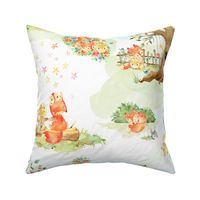 36” Fox + Bunny Friends, Cute Childrens Print // Homer and Louise collection, 36” pattern repeat