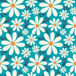 Whimsical Wildflowers - Blue + Orange