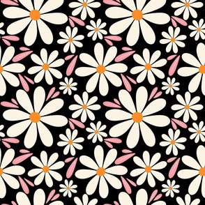 Whimsical Wildflowers - Black + Pink