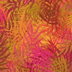 Palm Fronds in Red Tones