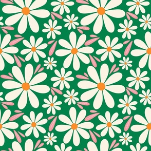 Whimsical Wildflowers - Green + Pink