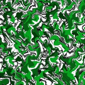 SQG1 - Organic Squiggles and Cream in Green  - White - Black