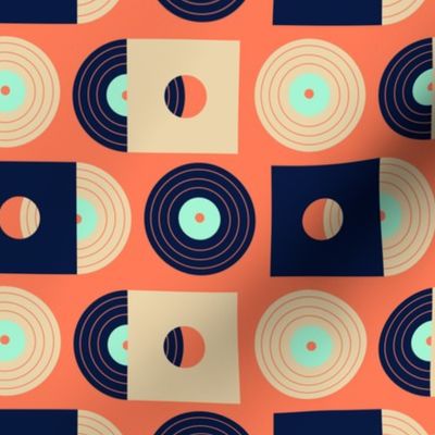 (S) Vinyl records geometric orange