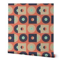 (S) Vinyl records geometric orange
