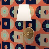 (S) Vinyl records geometric orange