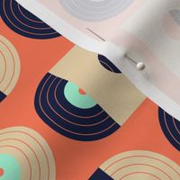 (S) Vinyl records geometric orange