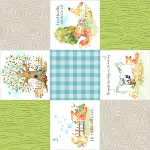 Fox + Bunny Friends Quilt Blanket (quilt H) Woodland Adventures Bedding // Homer and Louise collection ROTATED