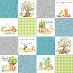 4 1/2" Fox + Bunny Friends Quilt Blanket (quilt G) Woodland Adventures Bedding // Homer and Louise collection