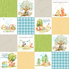 4 1/2" Fox + Bunny Friends Quilt Blanket (quilt H) Woodland Adventures Bedding // Homer and Louise collection