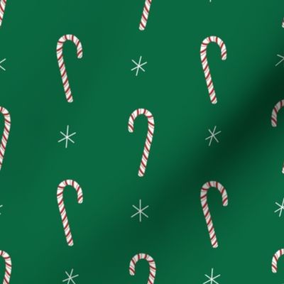 Candy Cane Sparkles on Christmas Green