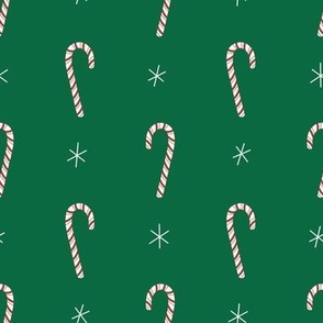 Candy Cane Sparkles on Christmas Green