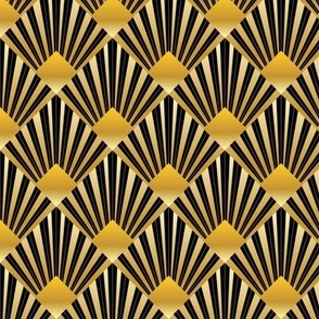 art deco rays gold black with squares