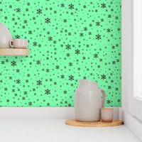 mint green with brown snowflake canvas print