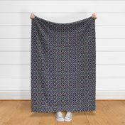 Bold Overlapping Folk Floral - block print style - sand and midnight blue - medium