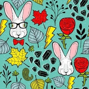 Easter bunny in spring flowers